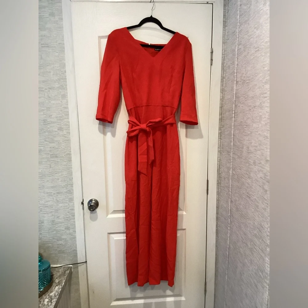 Preston & York Vibrant Red Long Sleeve jumpsuit size 14 EUC